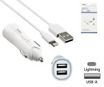 Adaptateur de charge USB pour iPhone/iPad + câble Lightning, 1m kit voiture, 12V, 2x USB 5V 3100mA, certifié MFI